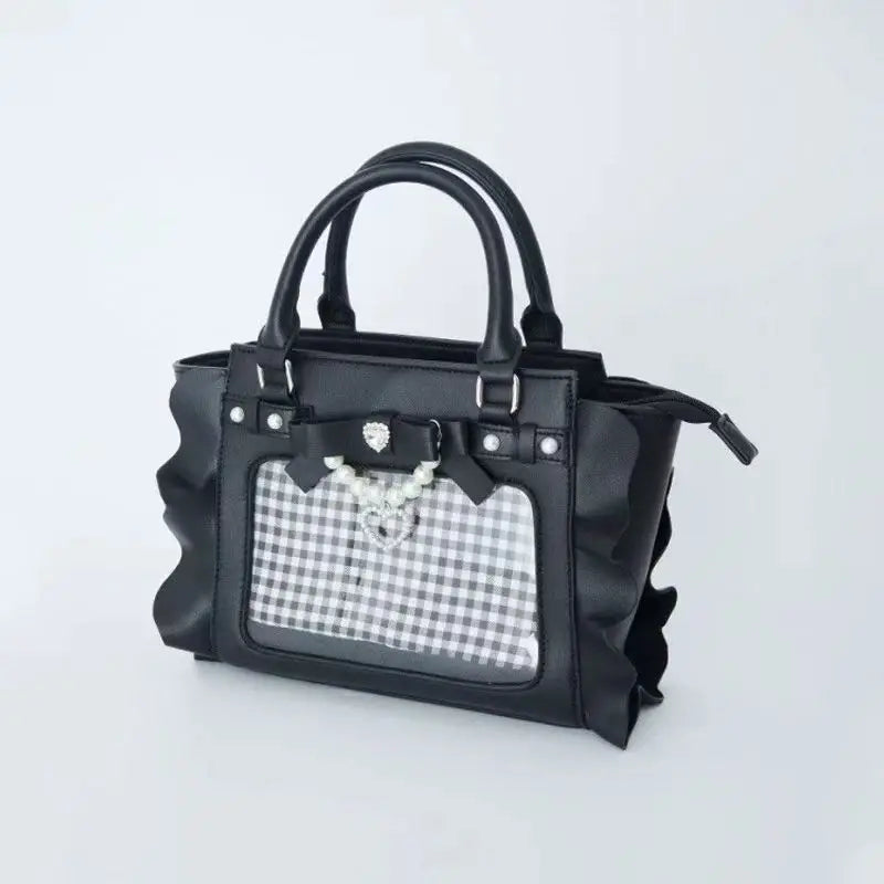 Square Pink Bag Pearl Handle Messenger Crossbody