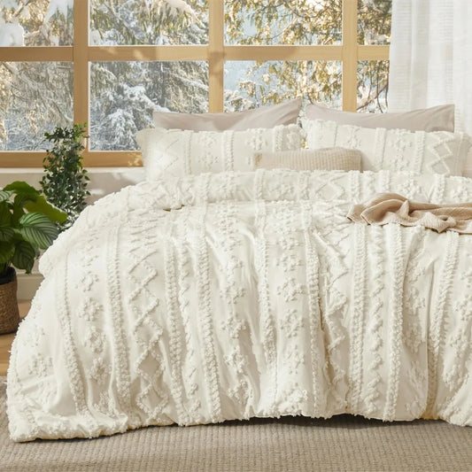 Bedsure Tufted GentleSoft™ 3 Pieces Farmhouse Shabby Chic Embroidery Bedding
