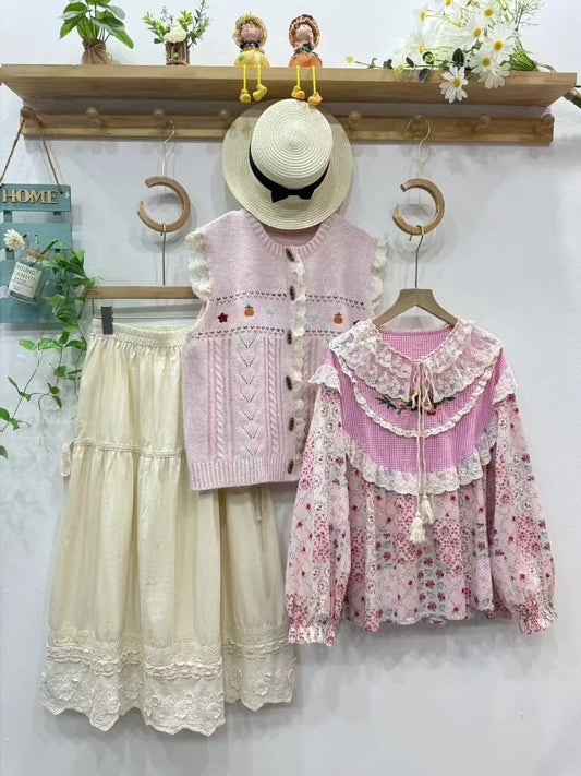 Ruffled Embroidery Lace Loose Blouse