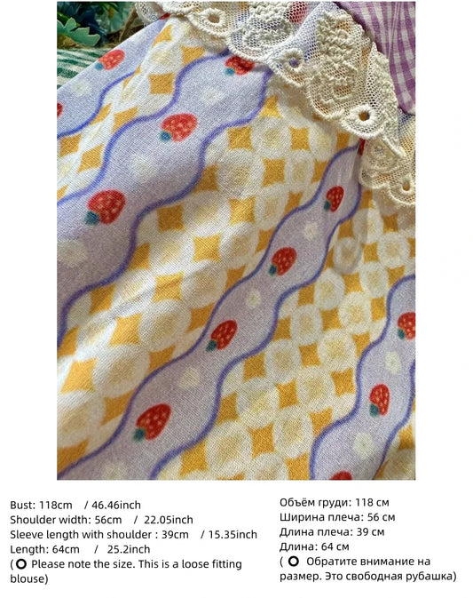 Vintage Sweet Cotton Patchwork Ruffled Lace Babydoll Blouse Female Floral Embroidery Cottage Core Retro Chic Rococo Tops Shirt