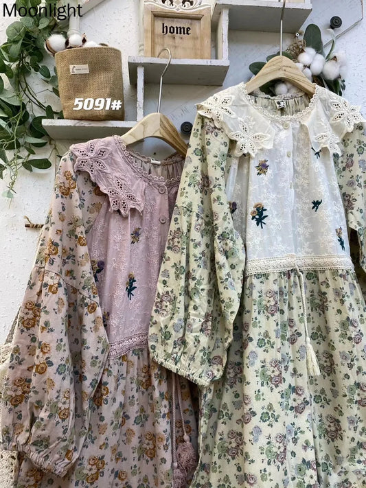 Vintage Flower Embroidered Dresses