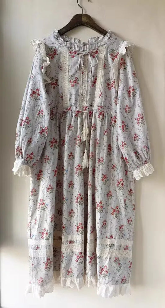 Sweet Floral Pullover Long Sleeved  Dress