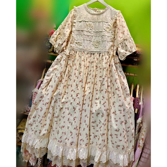 Cotton Patchwork Lace Victorian Long Dress
