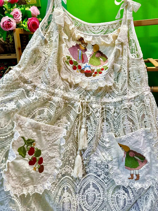 Patchwork Embroidery Sleeveless Long Dress