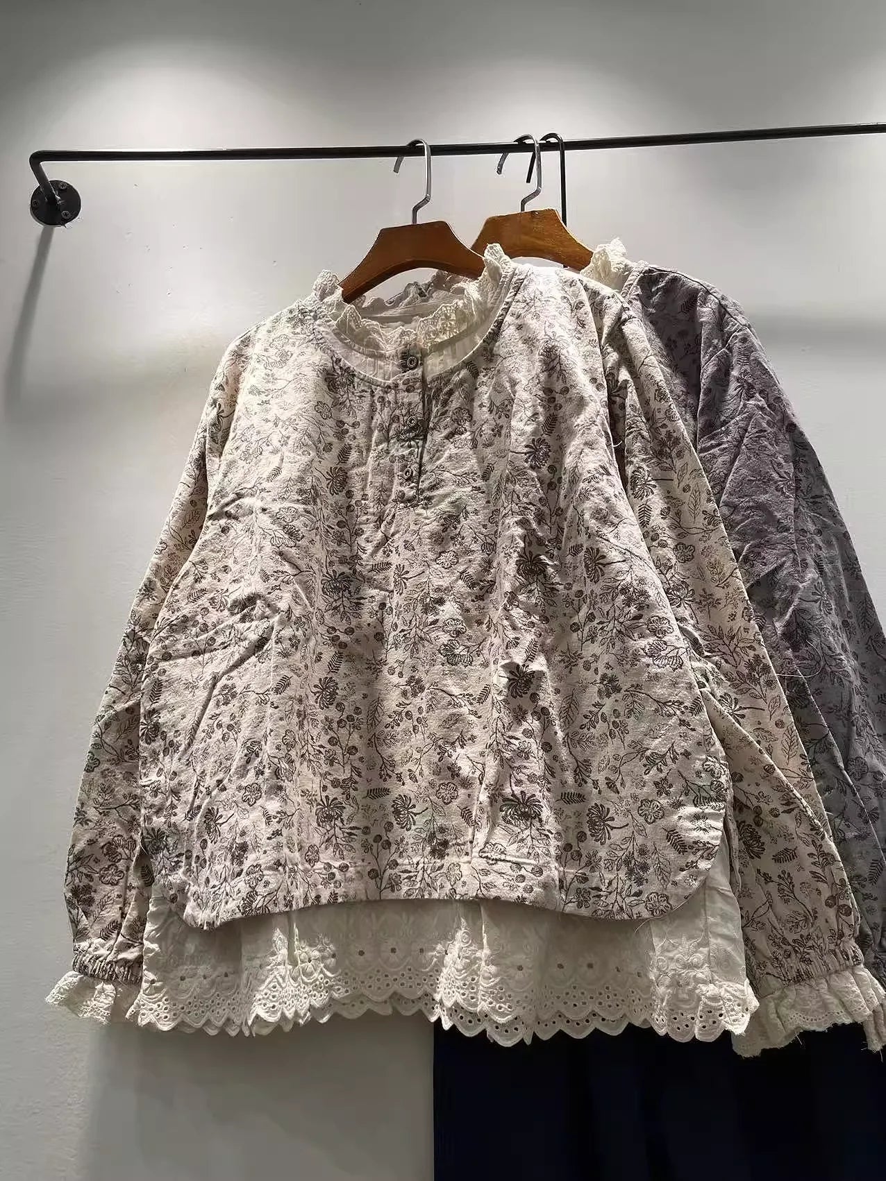 Lace Patchwork Print Blouse