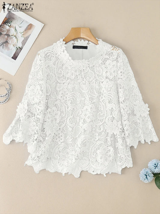 Lace Crochet  Women Embroidered Blouse