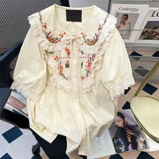 Short Sleeve Embroidery Shirt