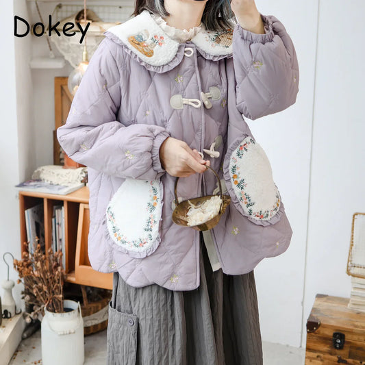 Embroidered Scalloped  Coat