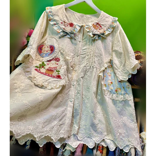 Lace Embroidery Vintage  Tops