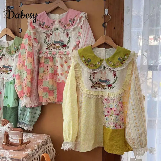 Vintage  Patchwork Lace Blouses