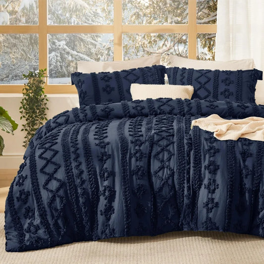 Bedsure Tufted GentleSoft™ 3 Pieces Farmhouse Shabby Chic Embroidery Bedding