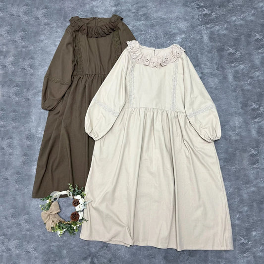 Johnature New Japanese Women Doll Dresses 2025 Autumn New Ruffles Collar Mori Cotton Linen Dress Vintage Casual Loose Dresses