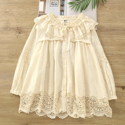 lace embroidery patchwork  blouse